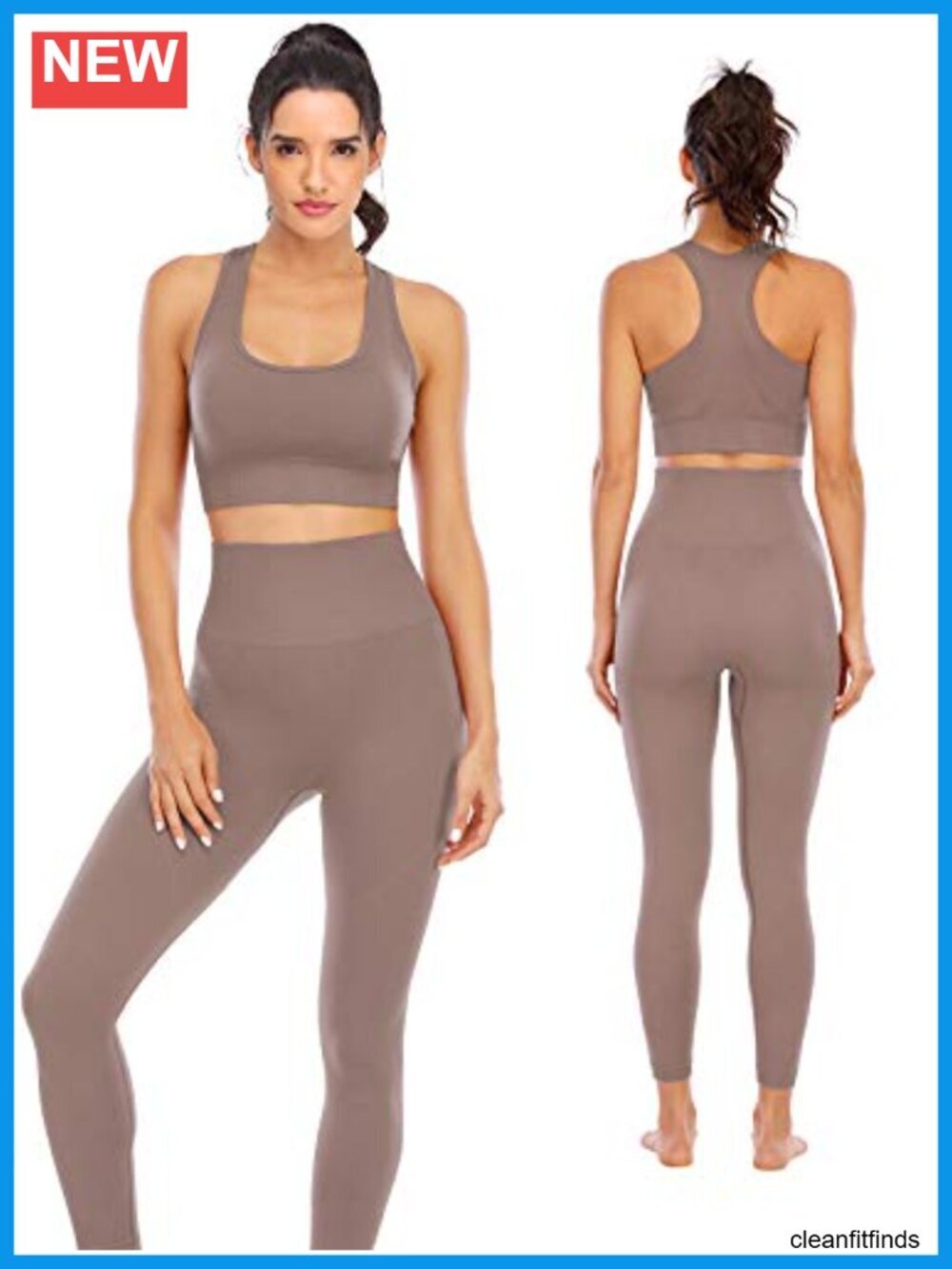 Seamless High Waisted Leggings with Padded Sports Bra 2 Piece Workout Set